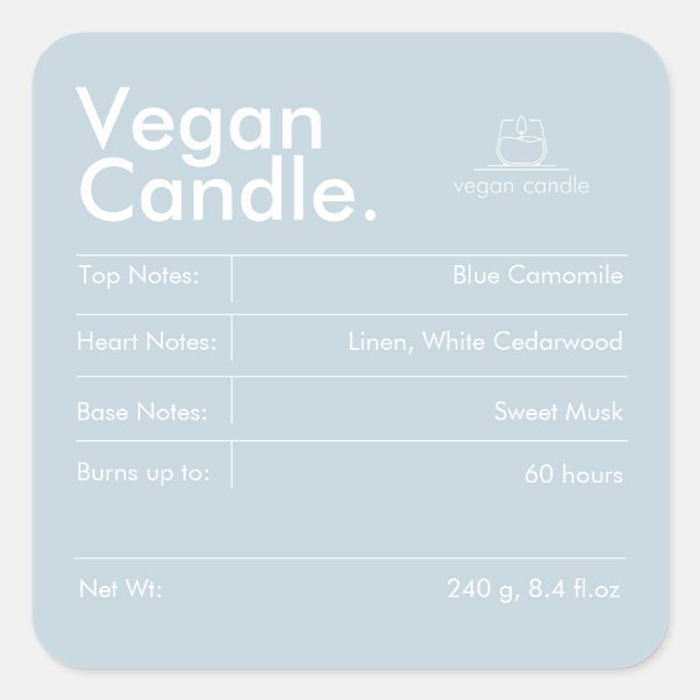 Etiqueta moderna de velas (Anverso)
