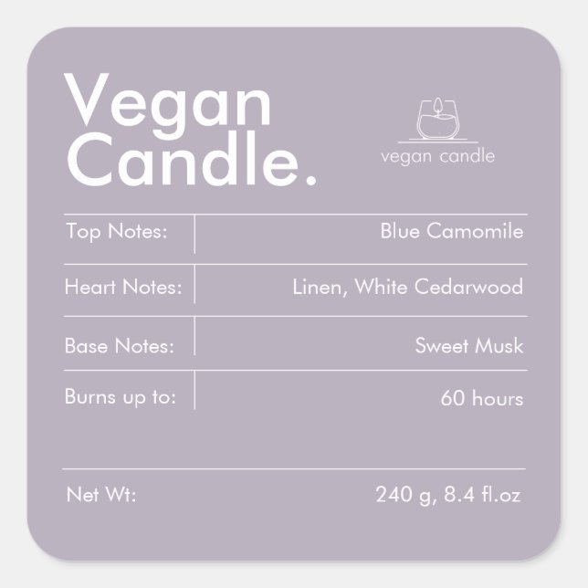 Etiqueta moderna de velas (Anverso)