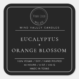 Etiqueta moderna de velas con el logo blanco negro