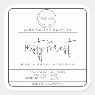 Etiqueta moderna de velas con el logo blanco negro