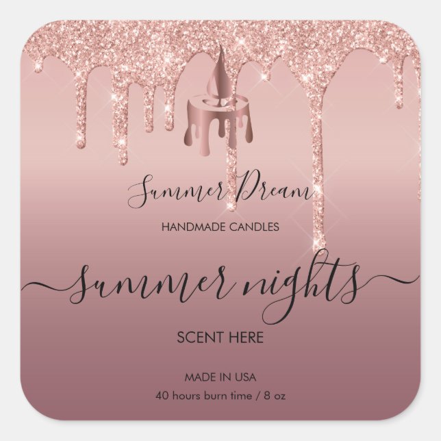 Etiqueta moderna de velas de cera de miel hecha a  (Anverso)