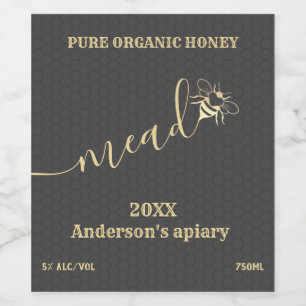 Etiqueta moderna de vino de abeja de miel