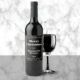Etiqueta moderna de vino negro para la navidad de 