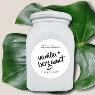 Etiqueta moderna del producto de velas blancas
