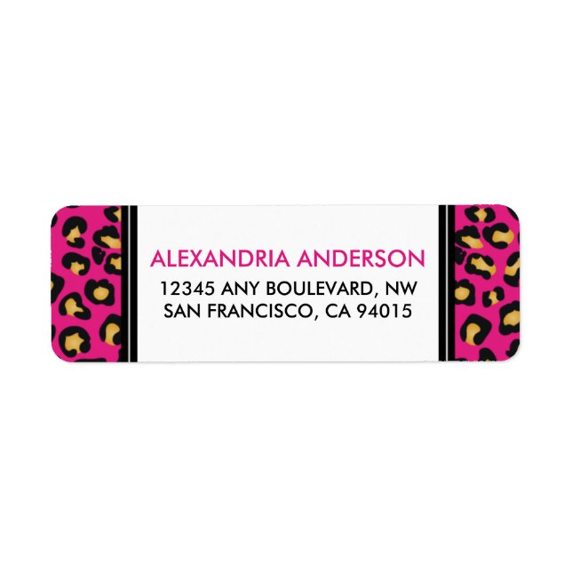 Etiqueta moderna del remite del estampado leopardo (Frente)