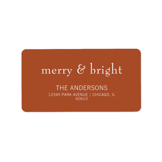 Etiqueta Moderna dirección de ferry & Bright para vacacione (Frente)