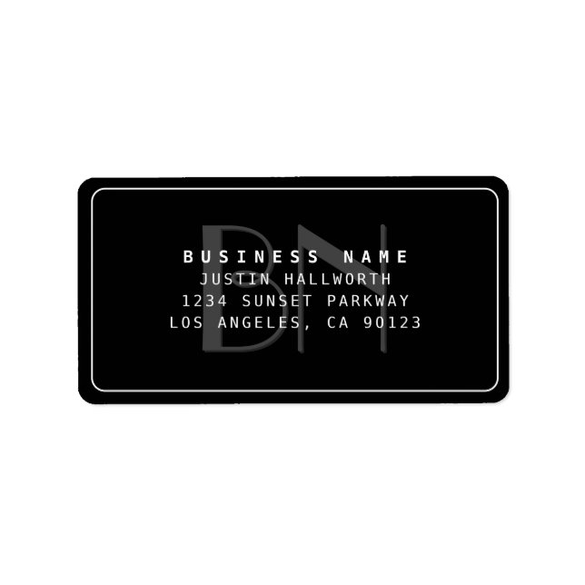 Etiqueta Moderna dirección de negocios falsa Grabado en rel (Frente)