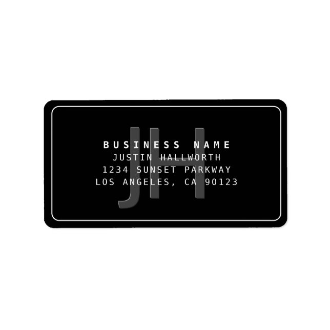 Etiqueta Moderna dirección de negocios falsa Grabado en rel (Frente)