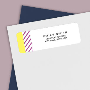 Etiqueta Moderna dirección de rayas amarillas y púrpura