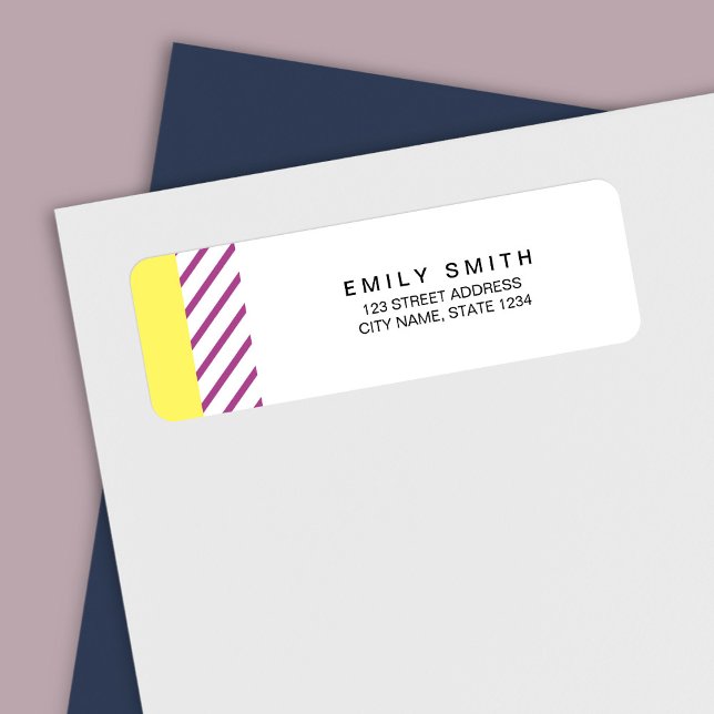 Etiqueta Moderna dirección de rayas amarillas y púrpura (Subido por el creador)