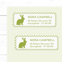 Etiqueta Moderna dirección de retorno de Green Hare Gingham