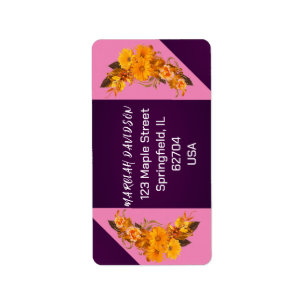 Etiqueta Moderna Floral Púrpura Rosa Boho Estética Trindy