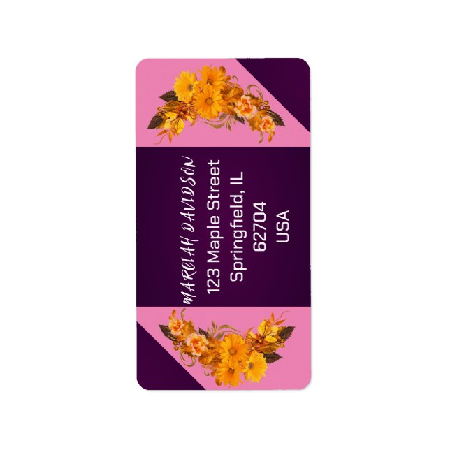Etiqueta Moderna Floral Púrpura Rosa Boho Estética Trindy (Frente)