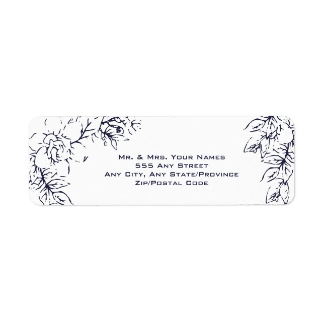 Etiqueta Moderna, Gardenia, Marina y Rubor, Boda (Frente)