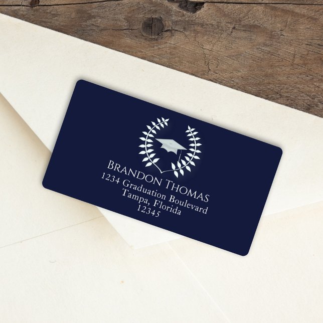 Etiqueta Moderna graduación Clásica Mortarboard Navy Blue (Subido por el creador)