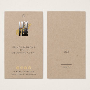 Etiqueta moderna Kraft Clothing Price con logotipo