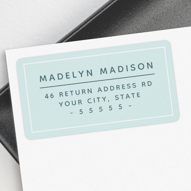 Etiqueta moderna mínima de la dirección de retorno (Modern minimal aqua blue return address label
)