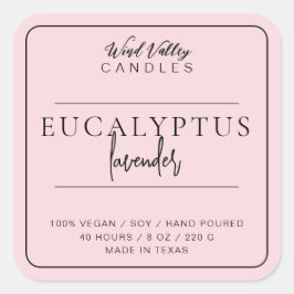 Etiqueta moderna minimalista de la vela rosa del r