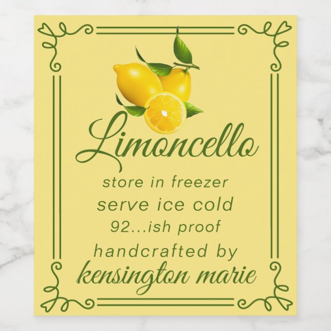 Etiqueta Moderna Moderna De Limoncello Para Una Bo (Etiqueta única)