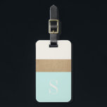 Etiqueta moderna Monograma Mint Green Gold Stripe<br><div class="desc">Moderno y de moda,  este equipaje cuenta con bandas clásicas de color verde menta y oro y un monograma de personalizable. Añade tu nombre y dirección a la parte posterior para una etiqueta de equipaje realmente personalizada.</div>