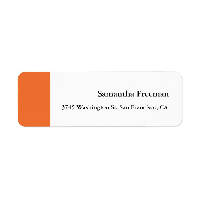 Etiqueta Moderna Naranja de la llanura limpia blanco Minima (Frente)