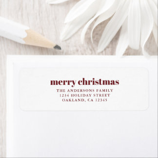 Etiqueta Moderna Navidad Minimalista, roja y blanca