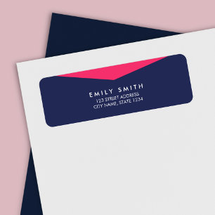 Etiqueta Moderna negrita bloque de color azul y rosa direcc