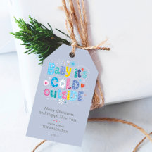 Etiqueta moderna para regalo navideño en azul polv