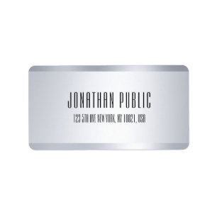 Etiqueta Moderna plantilla Minimalista Faux Silver elegante