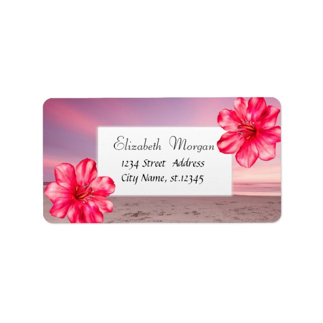 Etiqueta Moderna Playa Tropical Sunset, Hibiscus (Frente)