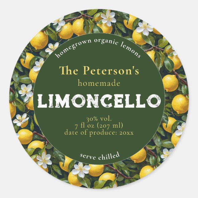 Etiqueta moderna retro de bebida de Limoncello (Anverso)