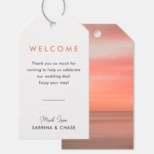 Etiqueta moderna Rubor Beach Wedding Welcome Bag