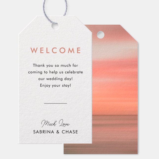 Etiqueta moderna Rubor Beach Wedding Welcome Bag (Subido por el creador)
