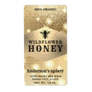 Etiqueta moderna y elegante de la tarta de miel de