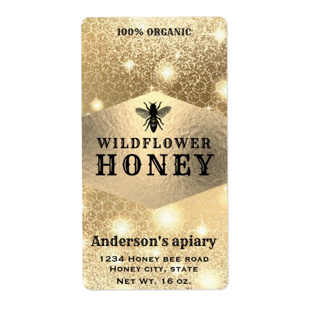 Etiqueta moderna y elegante de la tarta de miel de (Frente)