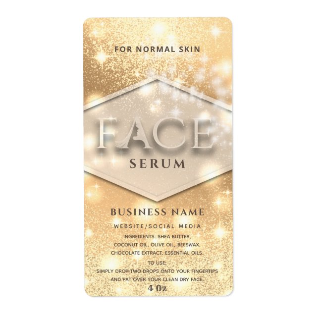 Etiqueta moderna y elegante de suero FACE (Frente)
