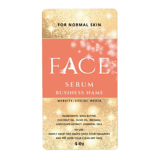 Etiqueta moderna y elegante de suero FACE (Frente)