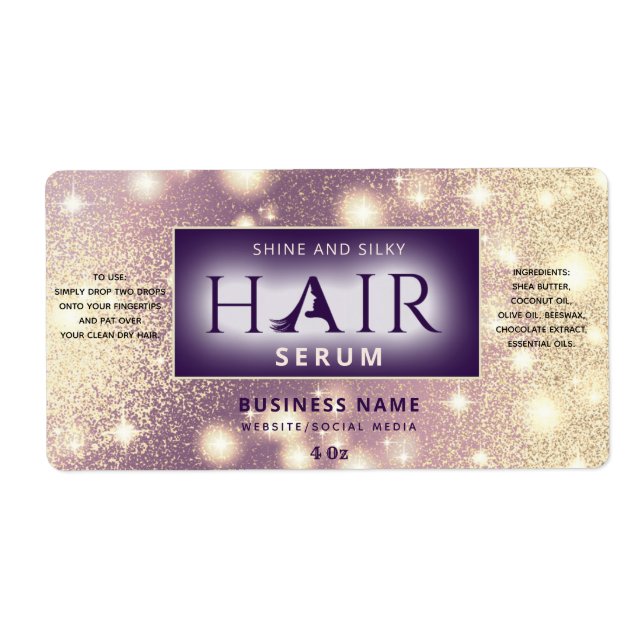 Etiqueta moderna y elegante del suero del PELO (Frente)