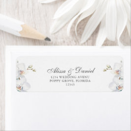Etiqueta Moderna y elegante dirección de Boda de orquídeas