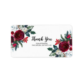 Etiqueta Moderne Burgundy Winter Flowers Wedding