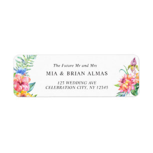 Etiqueta Moderno Boda Tropical Elegante Y Elegante