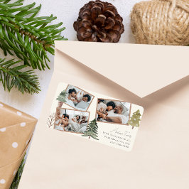 Etiqueta Moderno Boho simple Navidades multifotográficos Pi