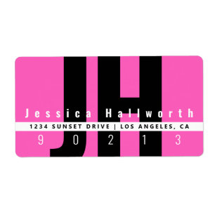 Etiqueta Moderno creativo   Dirección blanca rosada