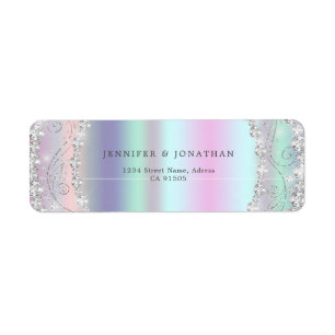 Etiqueta Moderno Elegante Brillante Diamante Chic Holográfi