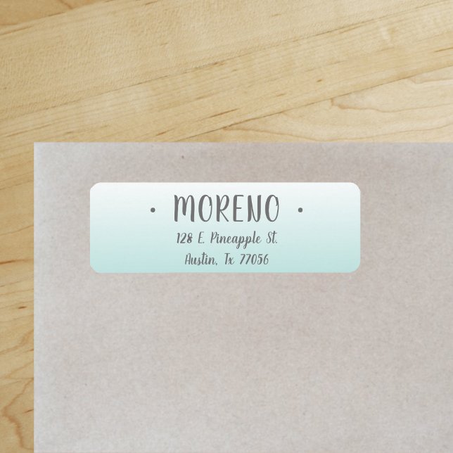 Etiqueta Moderno | Familia | Gradiente Verde azulado | Dire ("Everyday is abundantly beautiful." 
Sincerely Best Wishes from Lucky Design World)