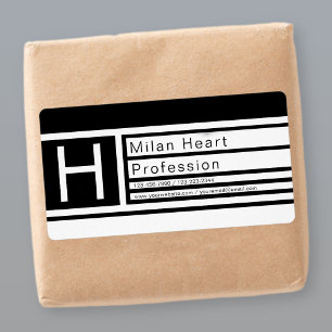 Etiqueta Moderno Geométrico Editable Negro y Blanco