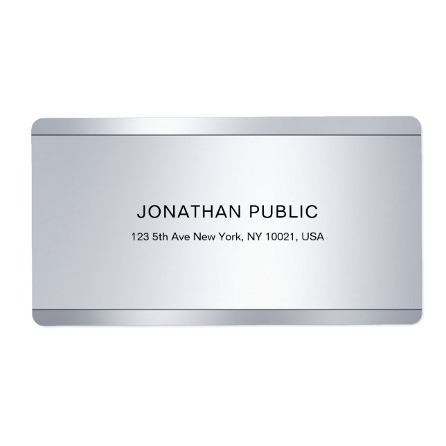 Etiqueta Moderno Glamour Plata Elegante Profesional (Frente)