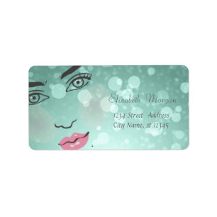 Etiqueta Moderno Glamuroso  Estiloso Verde, Bokeh, Rostro d