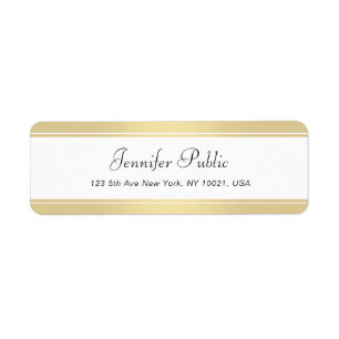 Etiqueta Moderno Guión blanco dorado manuscrito elegante li
