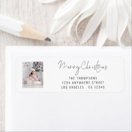 Etiqueta Moderno guión fotográfico Merry Christmas Return A